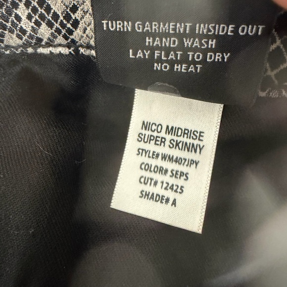 Hudson Nico Mid Rise Super Skinny Snake Pattern  - Black and Gray Size 28 Pants - Picture 12 of 16